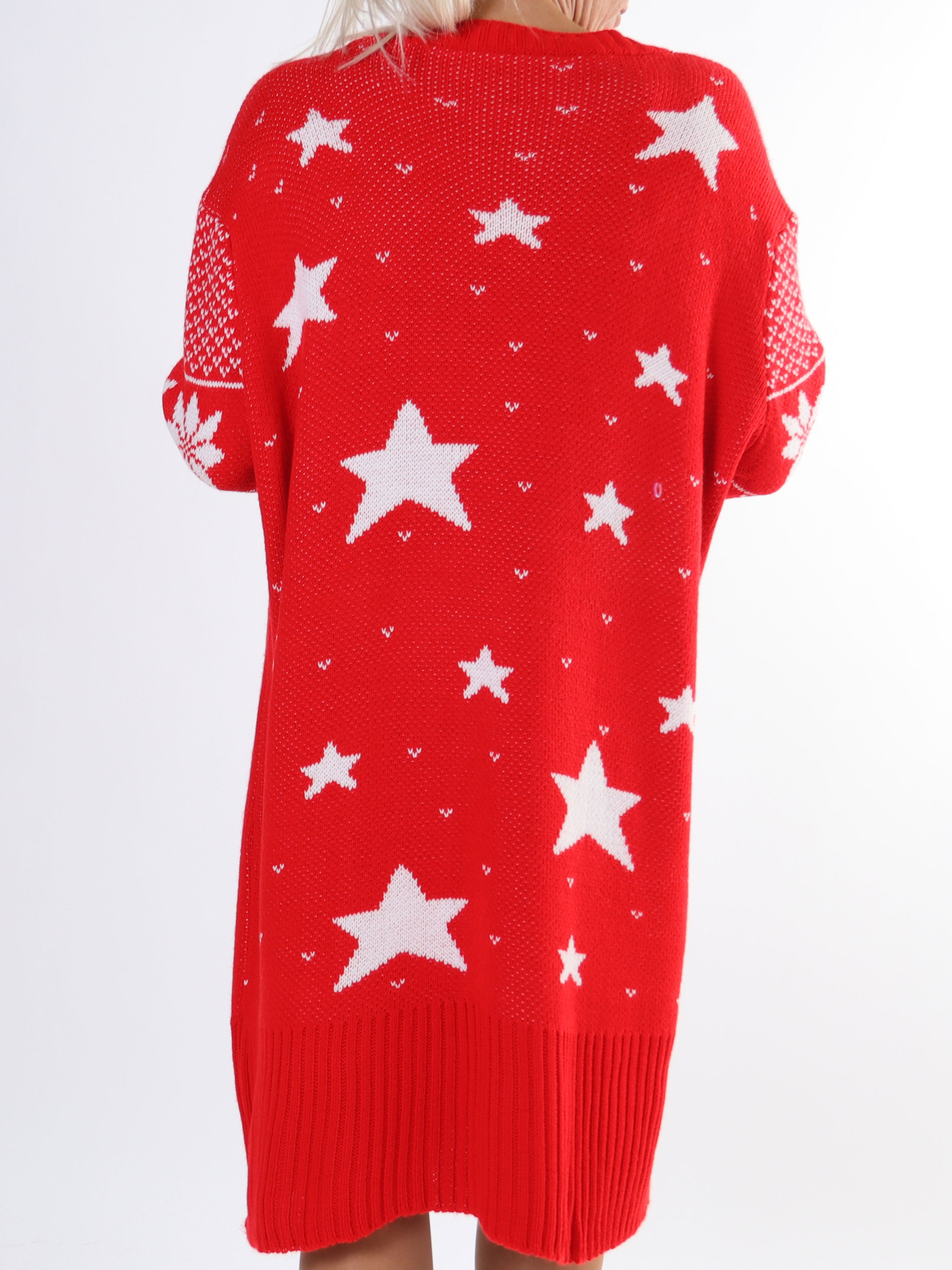 Christmas - Plus size julestrikkjole med merry christmas stående